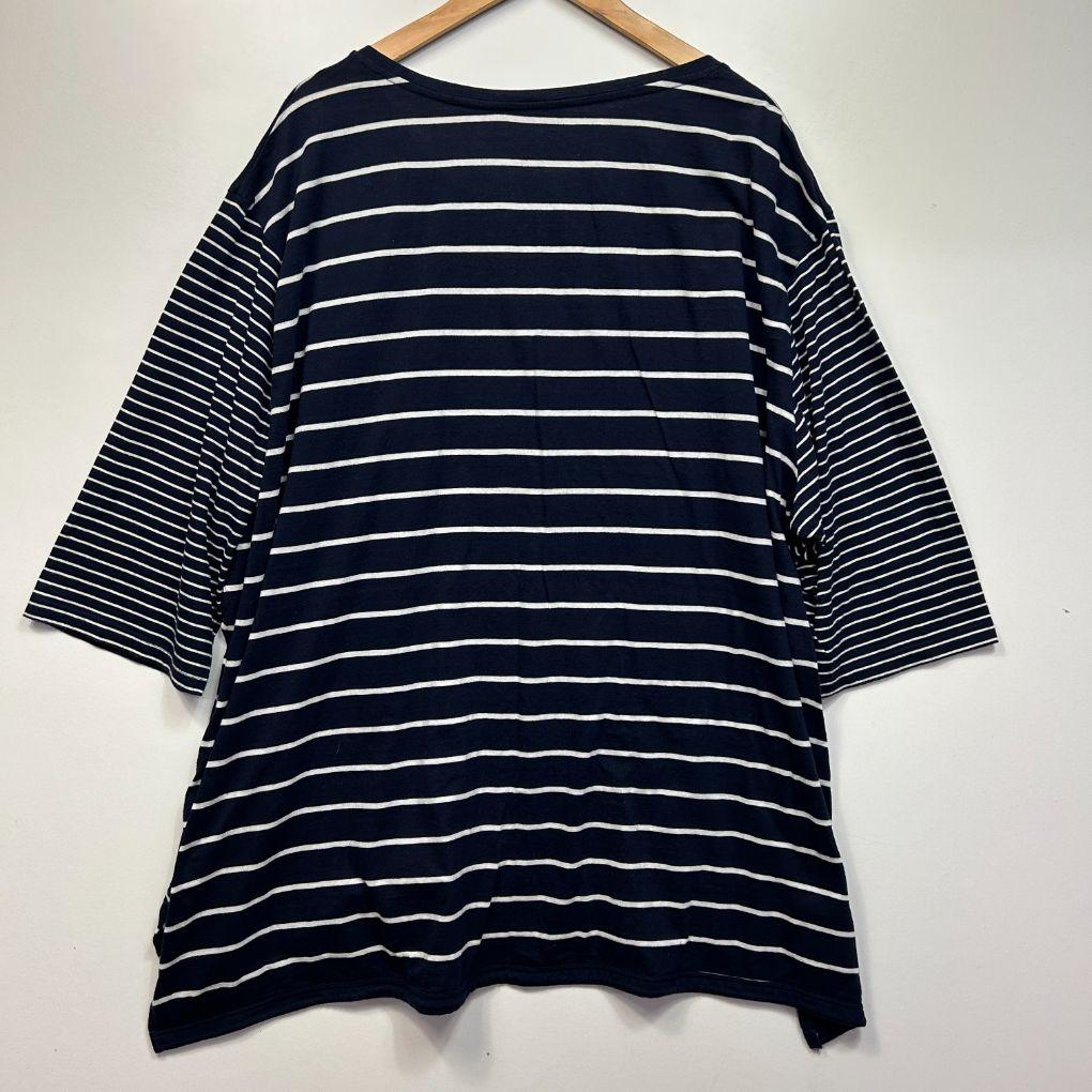 Yours Navy Striped Top - Size 30