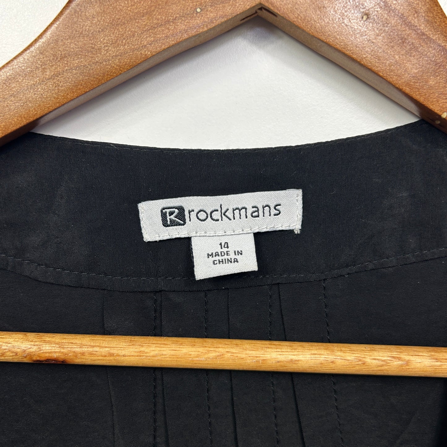 Rockmans Top Size 14 Black Beaded Short Sleeve