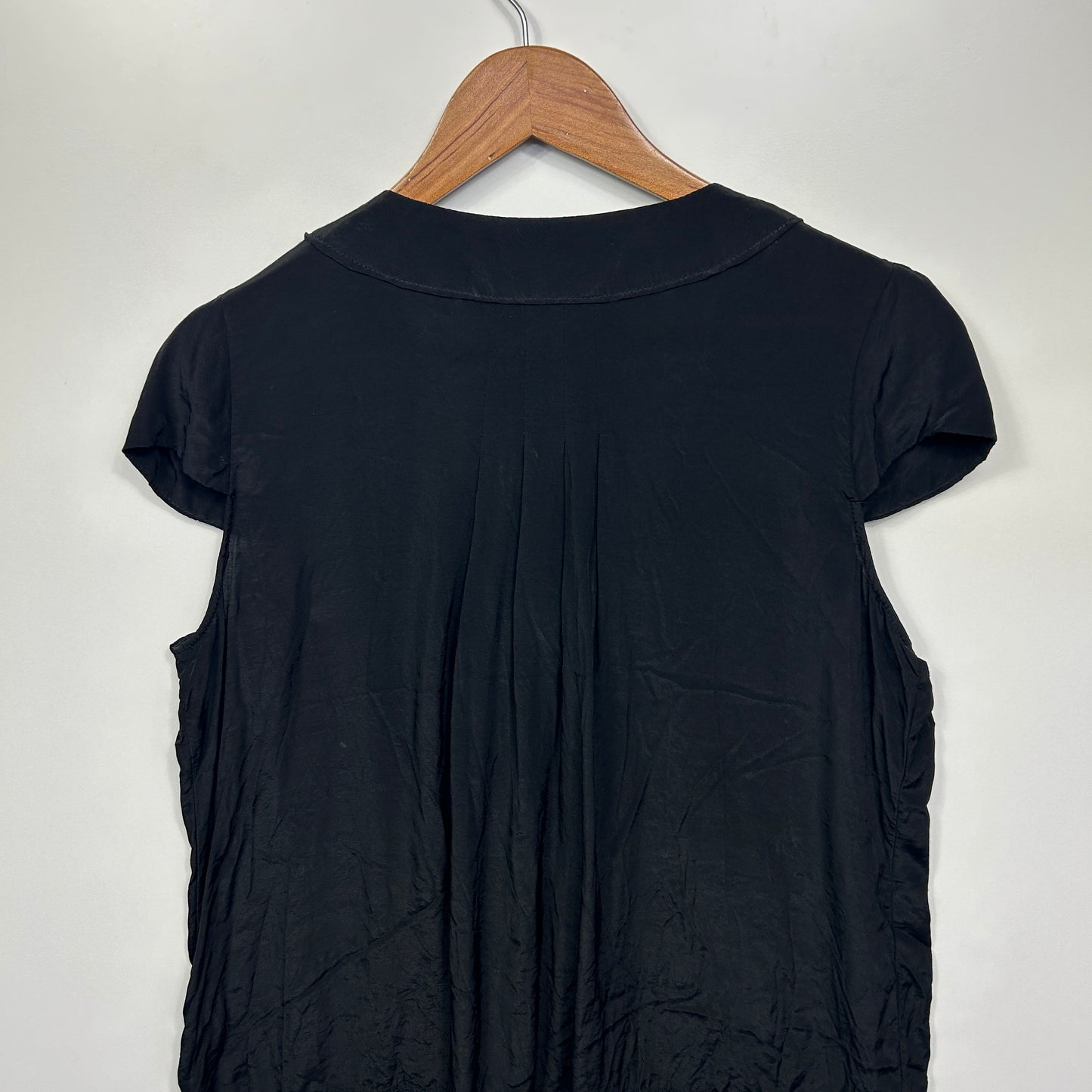 Rockmans Top Size 14 Black Beaded Short Sleeve