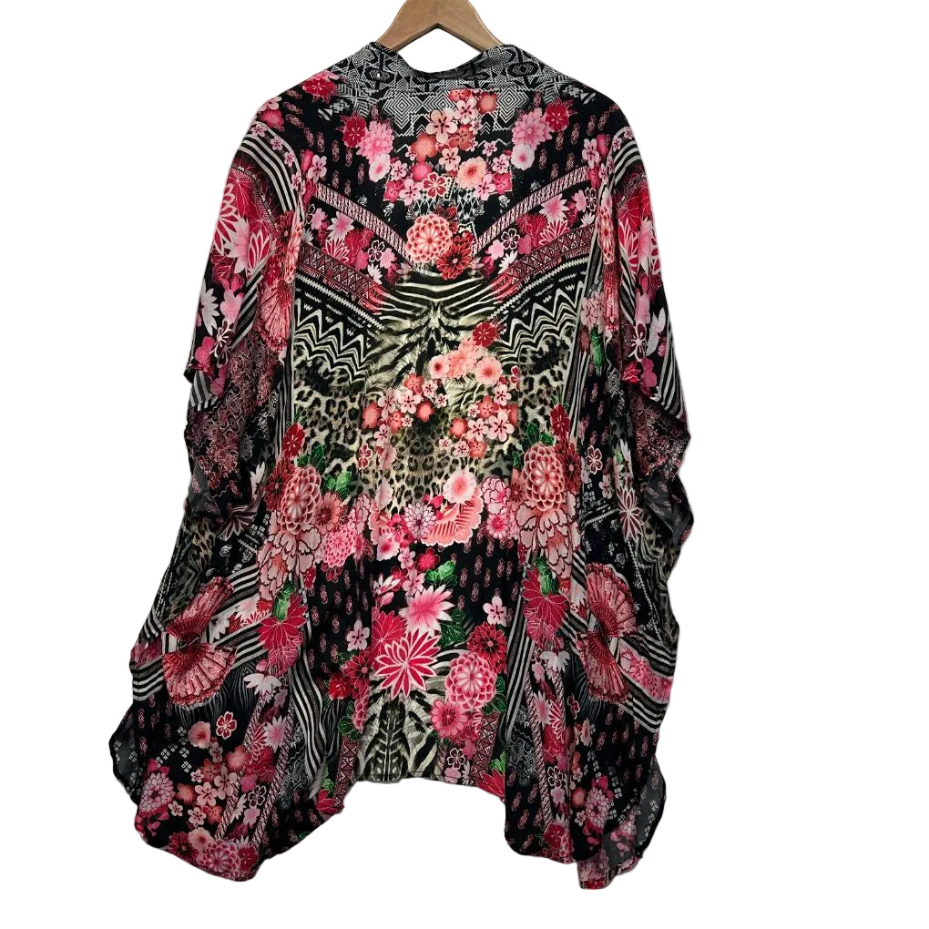 Taking Shape Black Floral Kimono - One Size