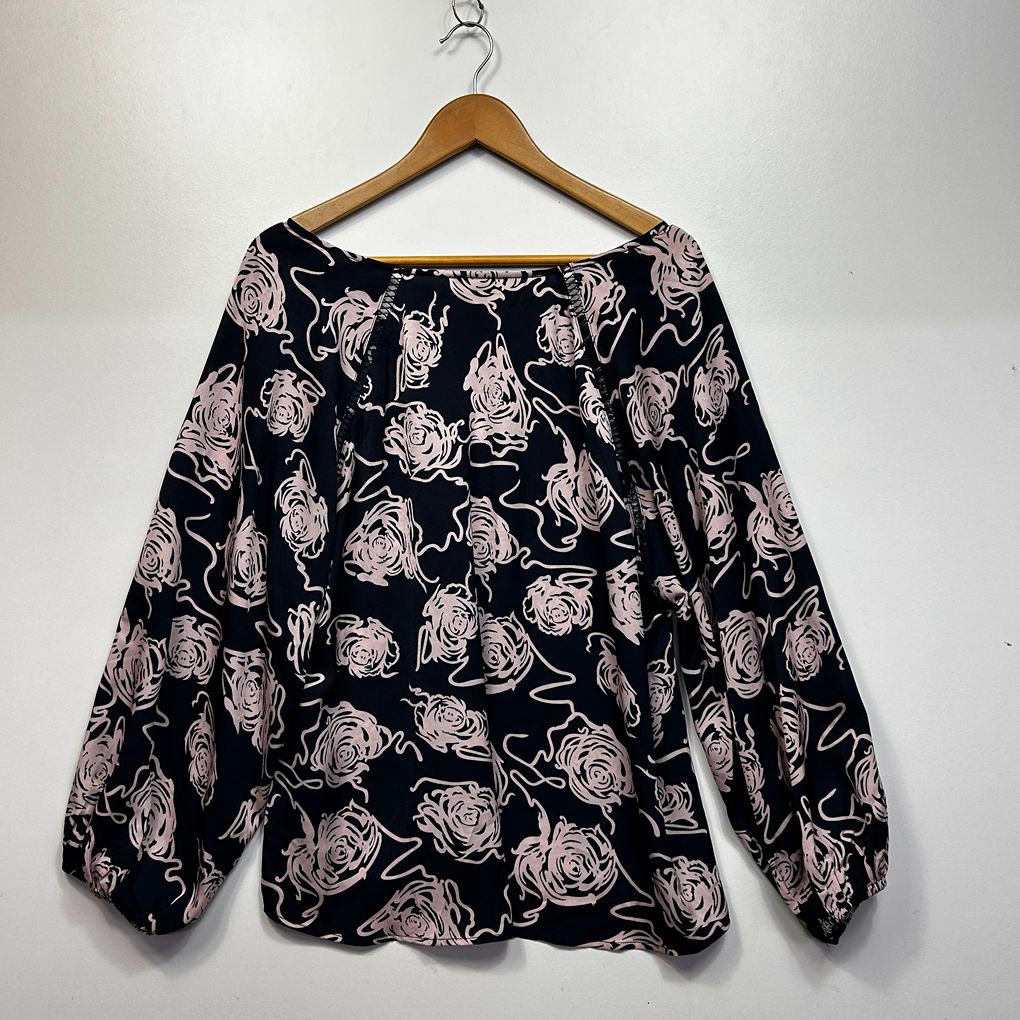 Motto Navy Pink Long Sleeve Top - Size 14