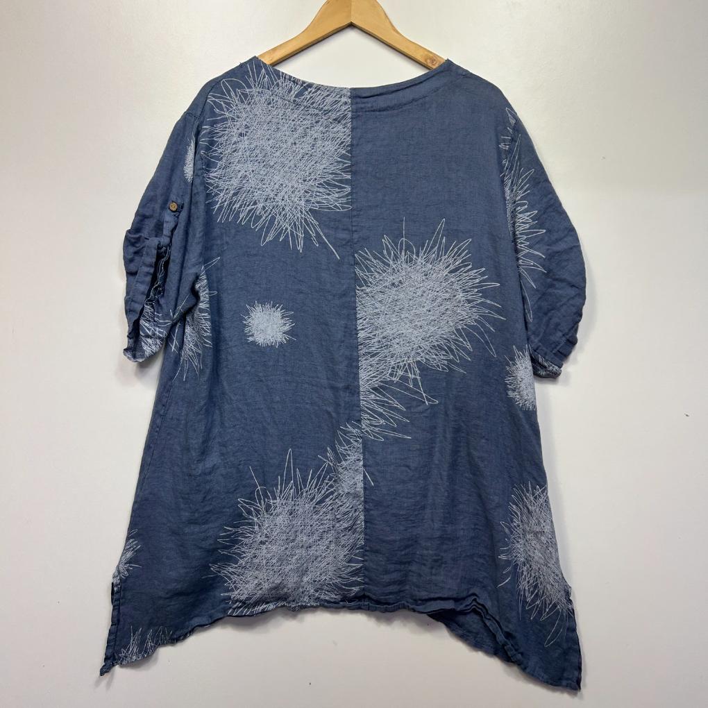 Made in Italy Blue Linen Top - Size XL