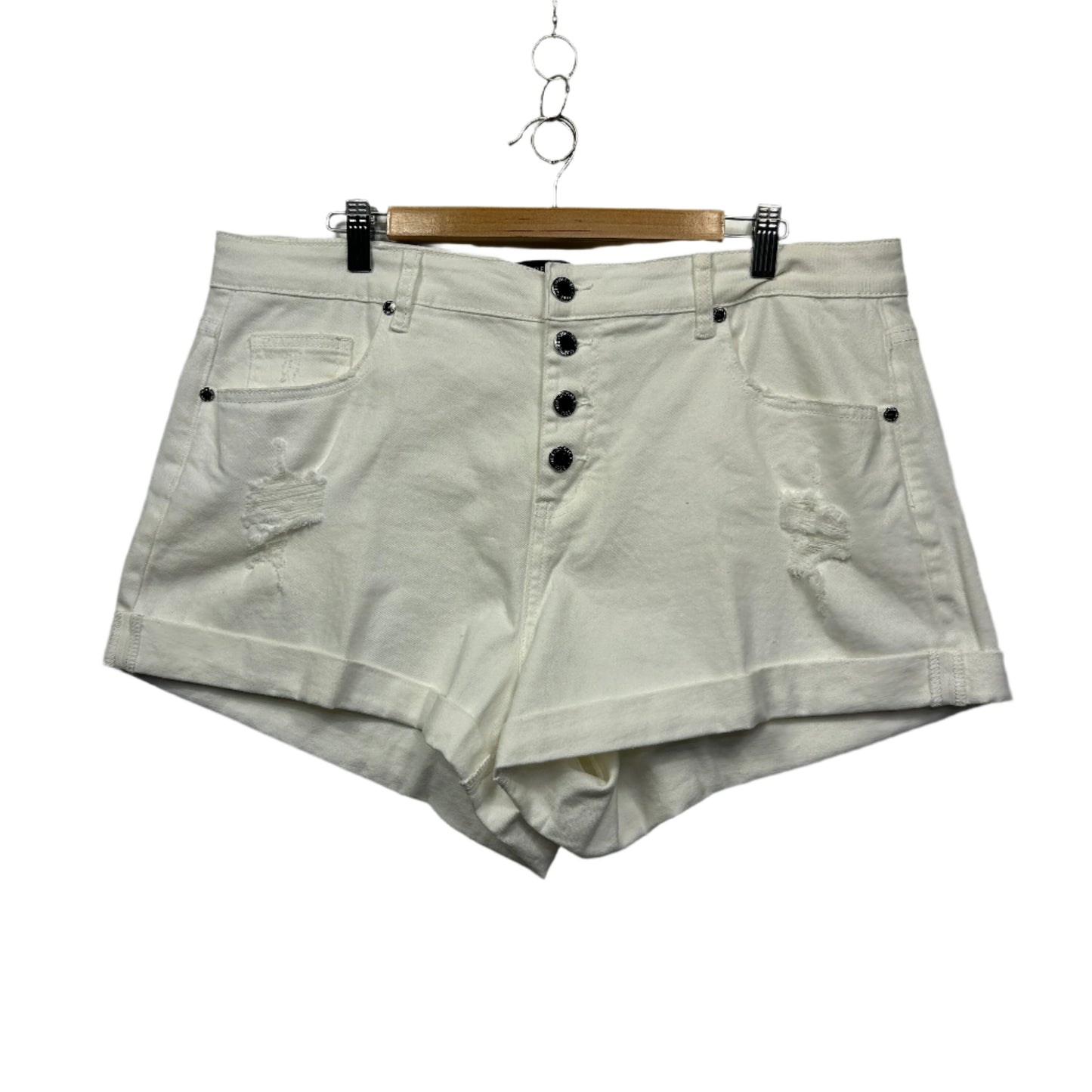 City Chic Denim Shorts Size 18 Harley Mid Rise White Denim