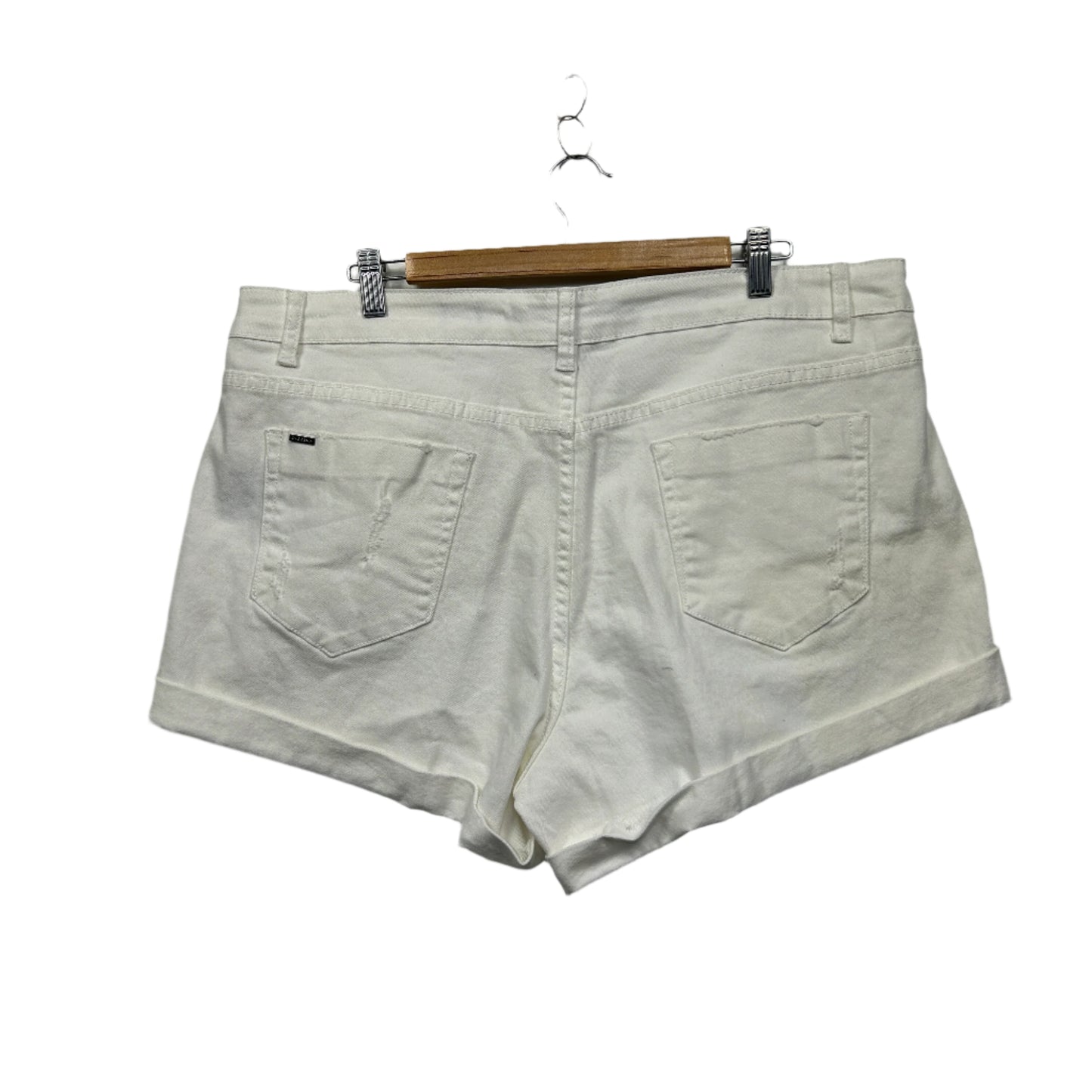 City Chic Denim Shorts Size 18 Harley Mid Rise White Denim