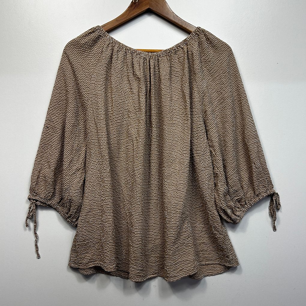 Willow & Tree Brown Gingham Check Top - Size 18