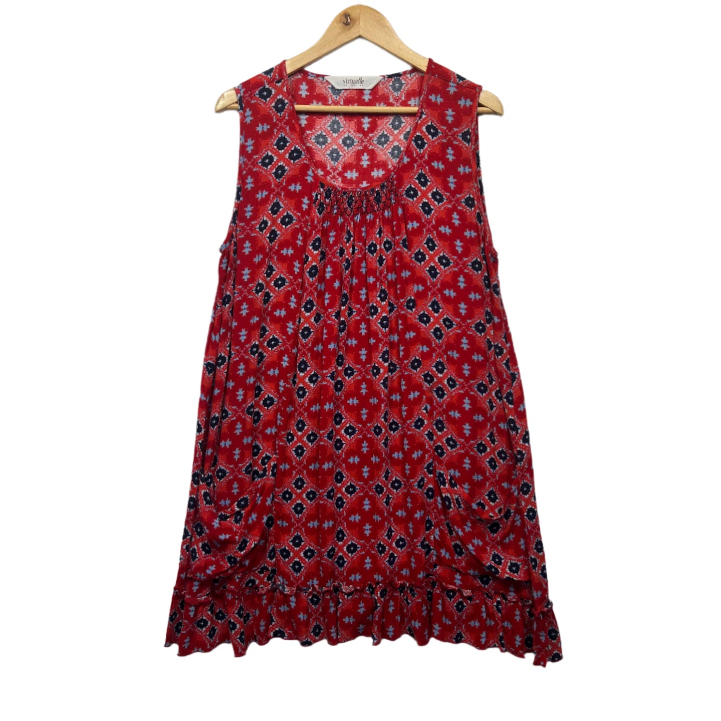Virtuelle Tunic Top Size 16 Red Floral Sleeveless Viscose