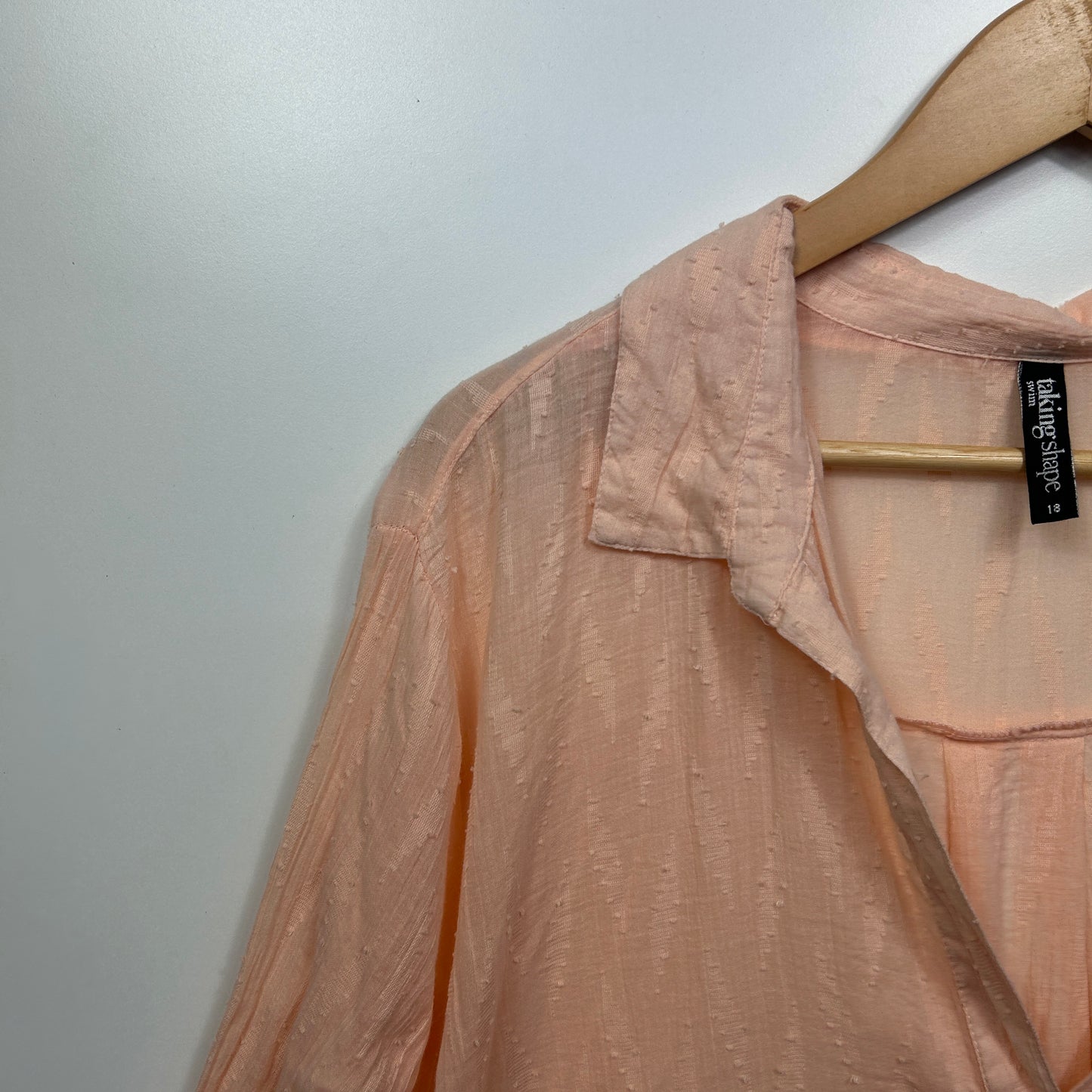 Taking Shape Swim Cover Up Size 18 Peach Long Sleeve 100% Cotton