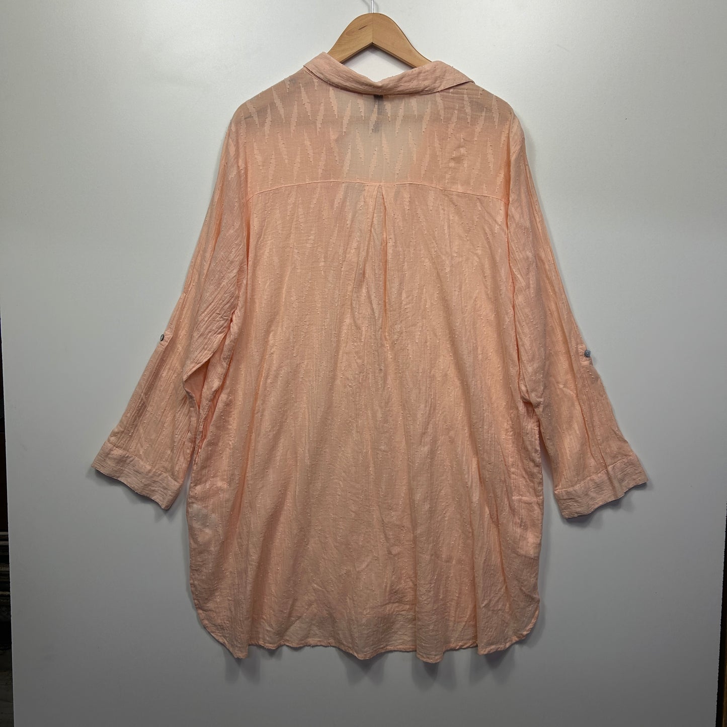 Taking Shape Swim Cover Up Size 18 Peach Long Sleeve 100% Cotton