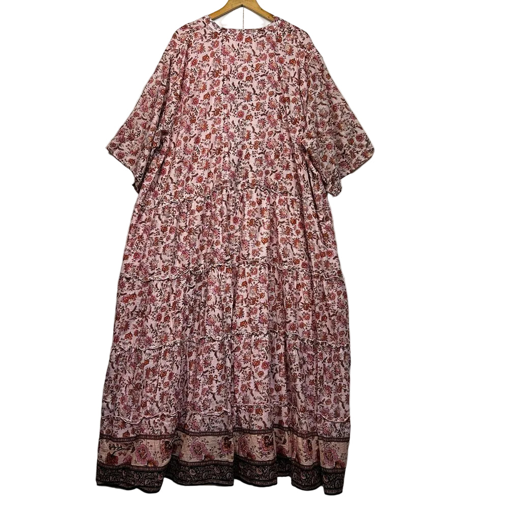 Curvaceous Pink Floral Cotton Dress - Size 22/24/2XL