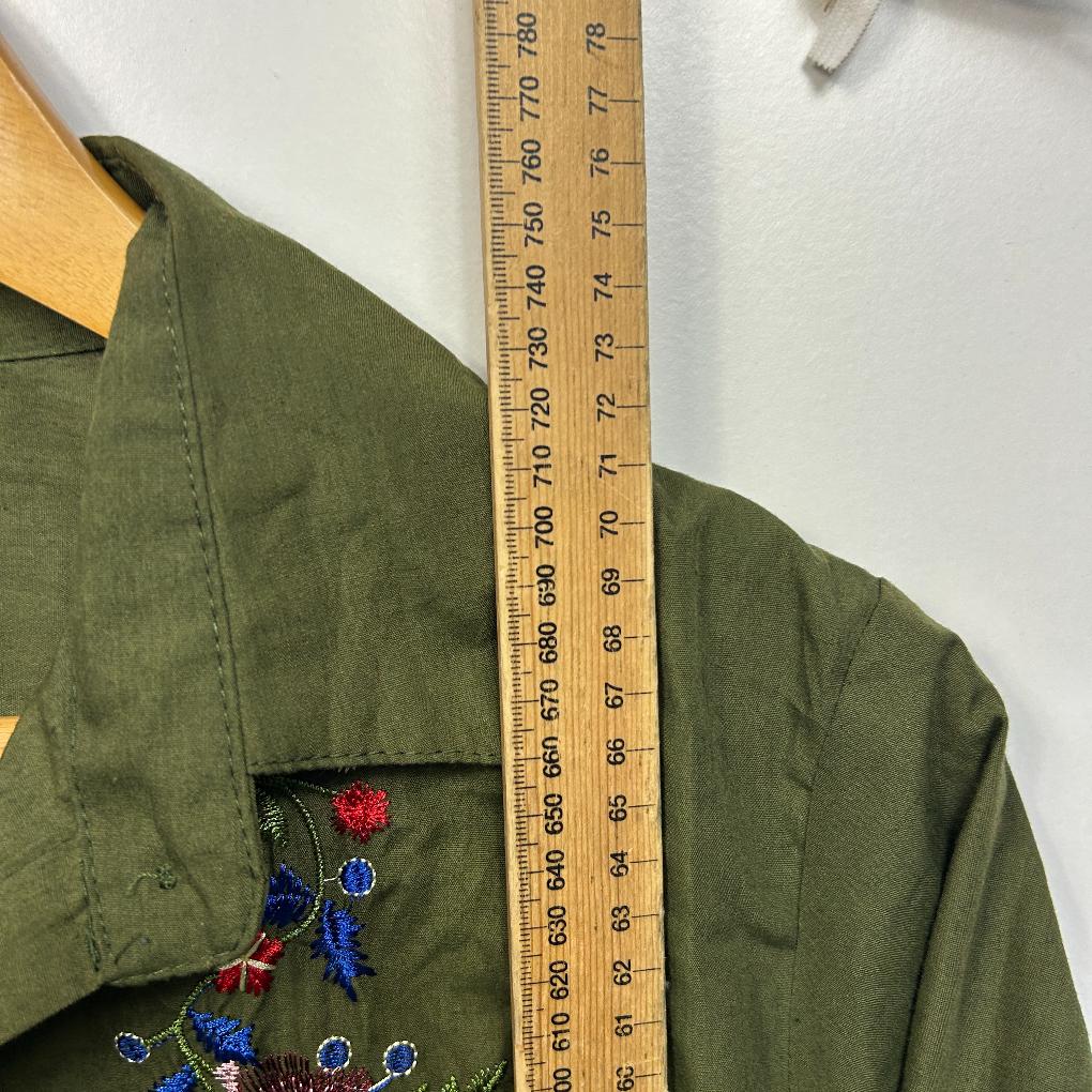 Khaki Cotton Embroidered Shirt - Size L