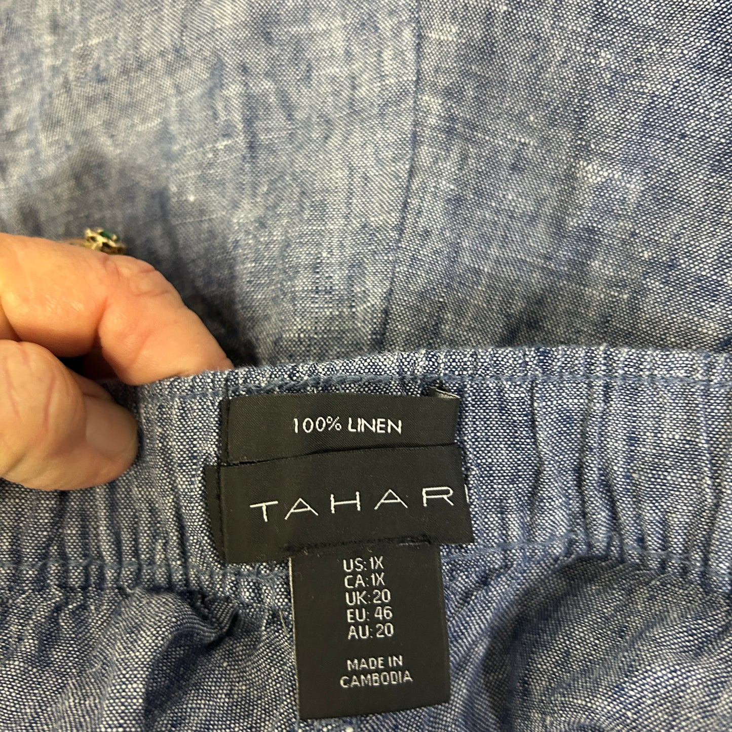 Tahari Navy Blue Linen Shorts - Size 1X