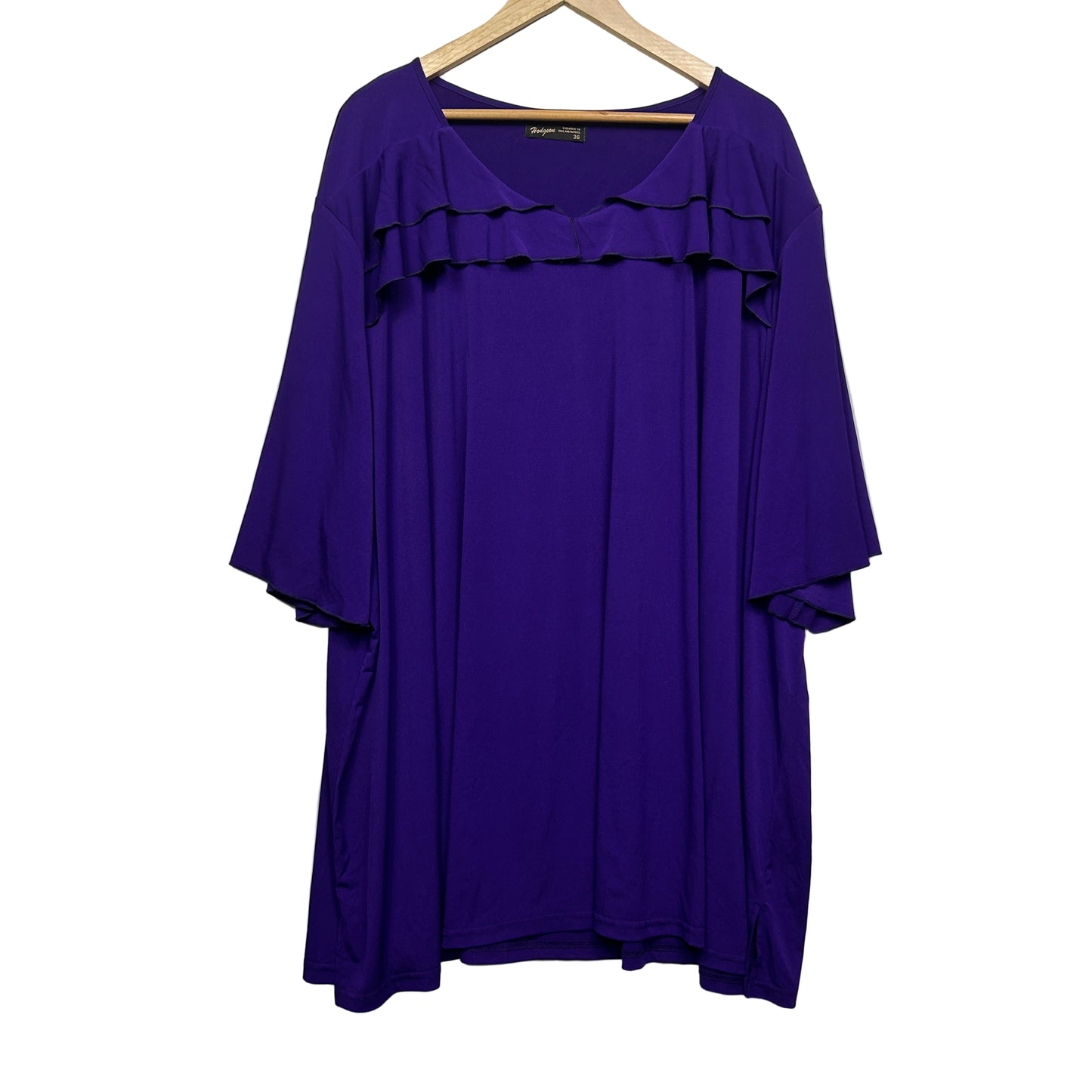 Hodgson Purple Long Sleeve Ruffle Blouse Top Size 36