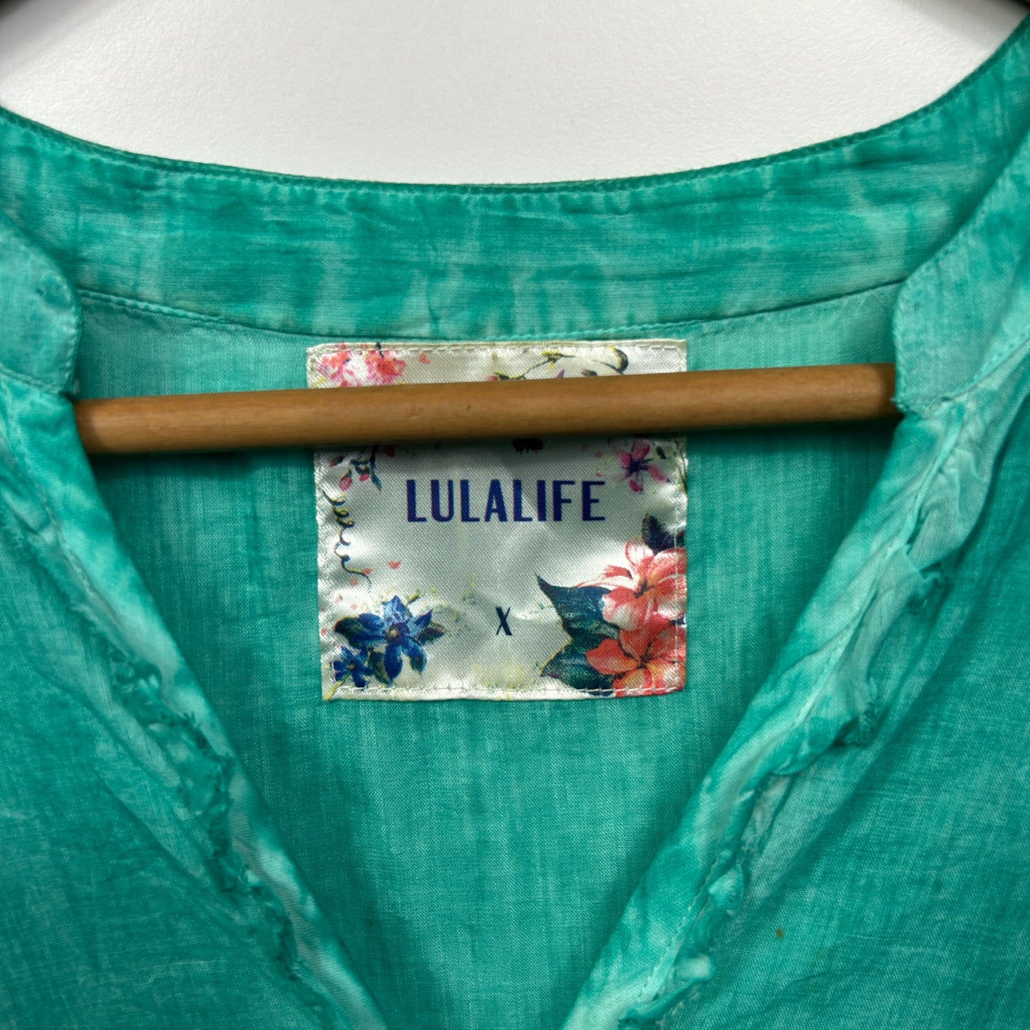 Lulu Life Dress Size 14 16 Green Tiered Short Sleeve Cotton
