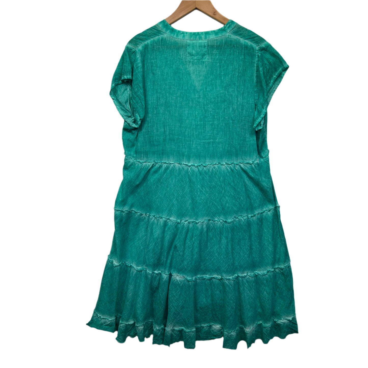 Lulu Life Dress Size 14 16 Green Tiered Short Sleeve Cotton
