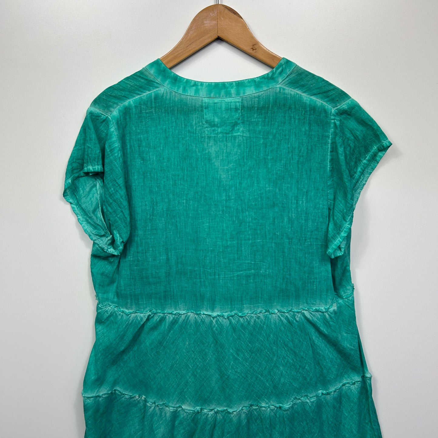 Lulu Life Dress Size 14 16 Green Tiered Short Sleeve Cotton