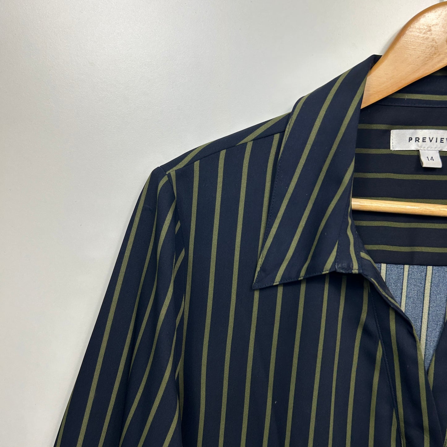 Preview Top Size 14 Navy Striped Button Up Long Sleeve