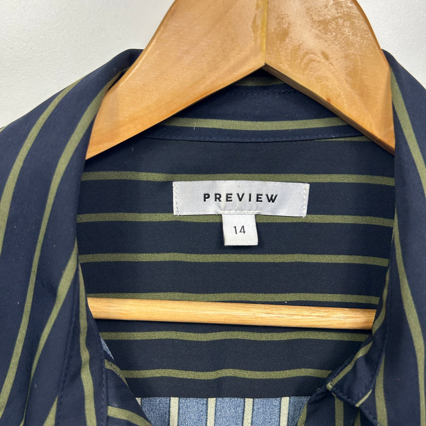 Preview Top Size 14 Navy Striped Button Up Long Sleeve