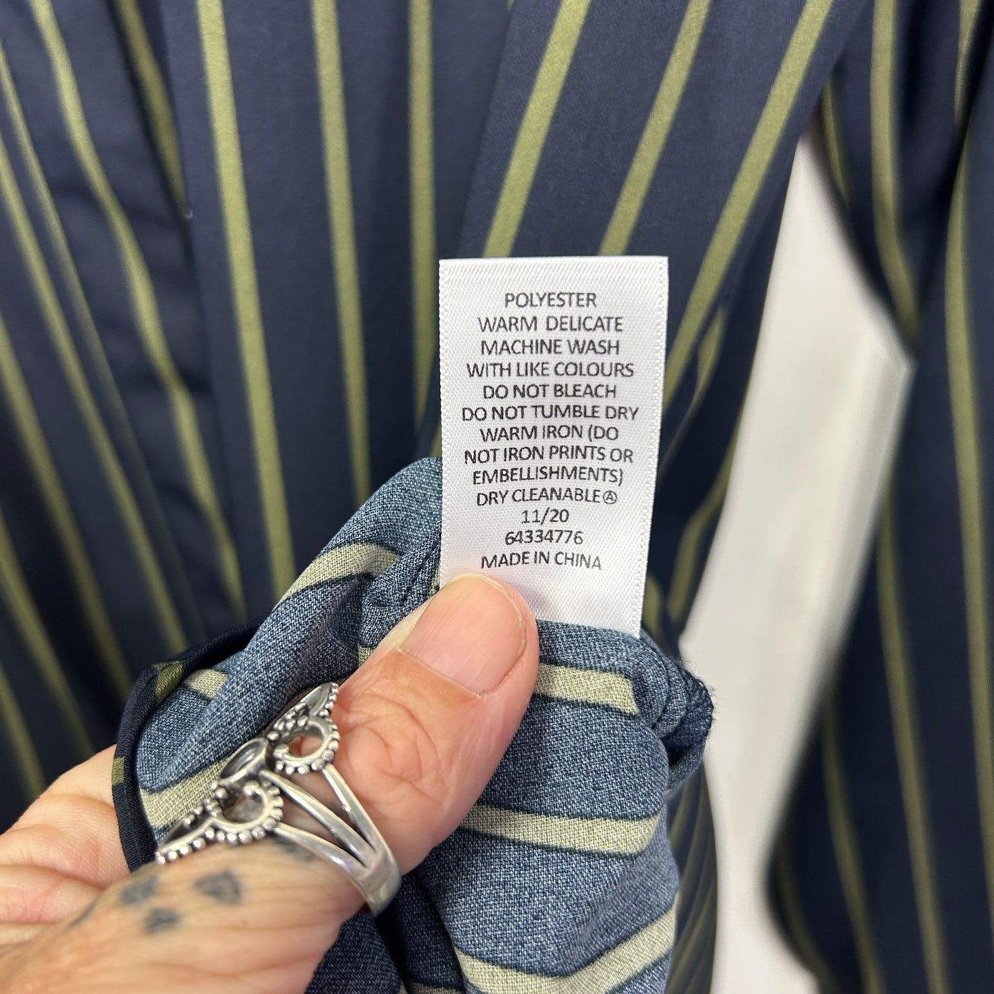 Preview Top Size 14 Navy Striped Button Up Long Sleeve