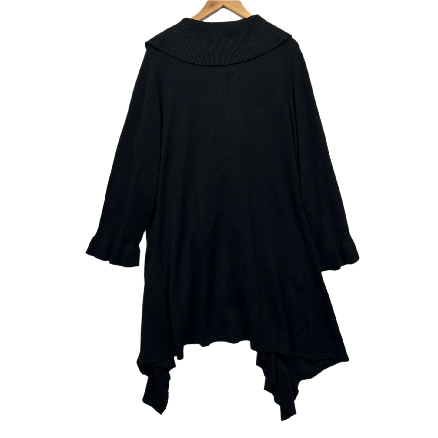 Crossroads Cardigan Size 2XL 18 Black Waterfall Front