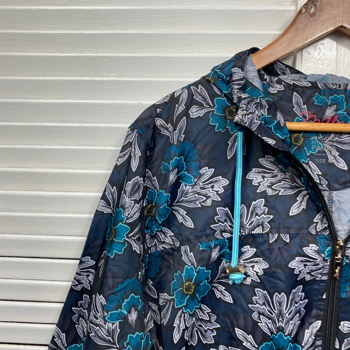 Millers Parka Windbreaker Jacket Size 14 Floral Long Sleeve