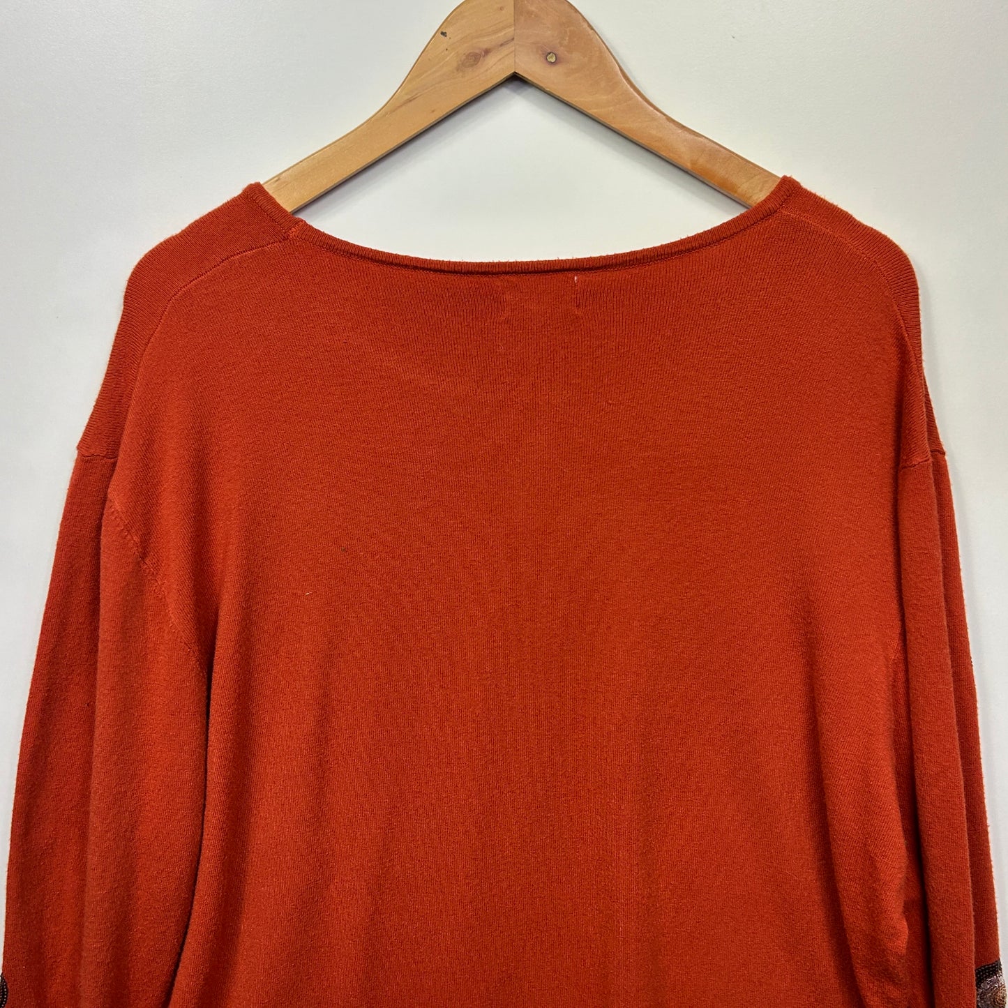 Cali & Co Wool Blend Jumper Size Large Rust Sequins Long Sleeve Knit