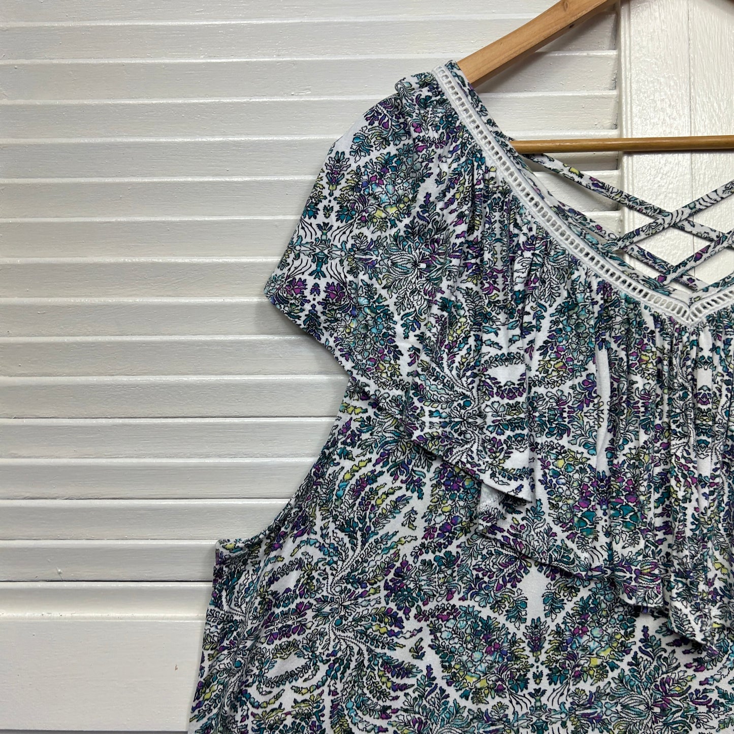 Beme Top Size 20 Plus Large Short Sleeve Floral