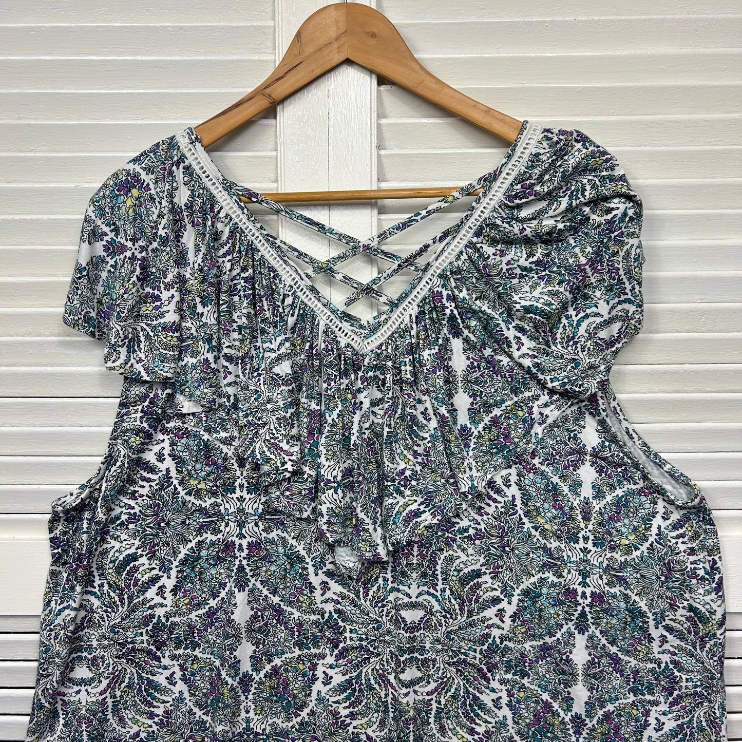 Beme Top Size 20 Plus Large Short Sleeve Floral
