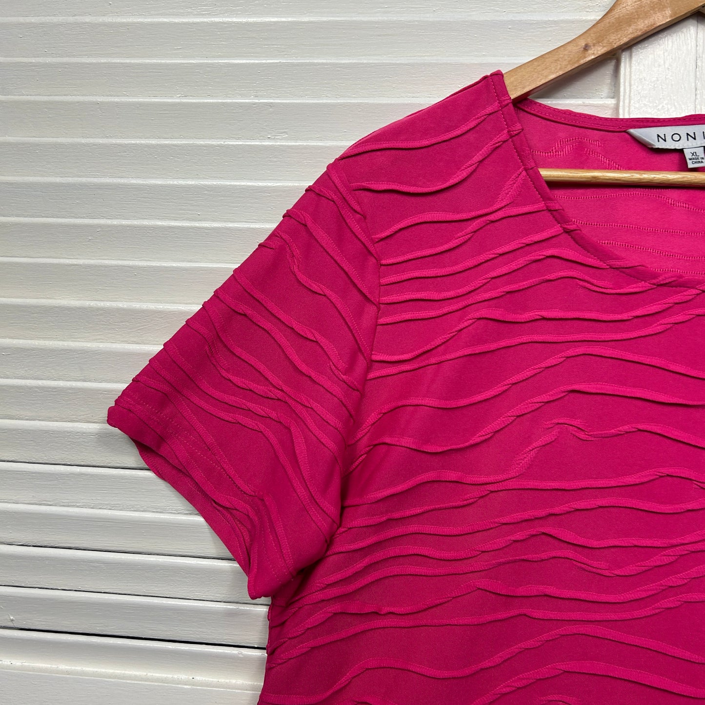 Noni B Top Size 16 XL Pin Short Sleeve Ribbed Textured