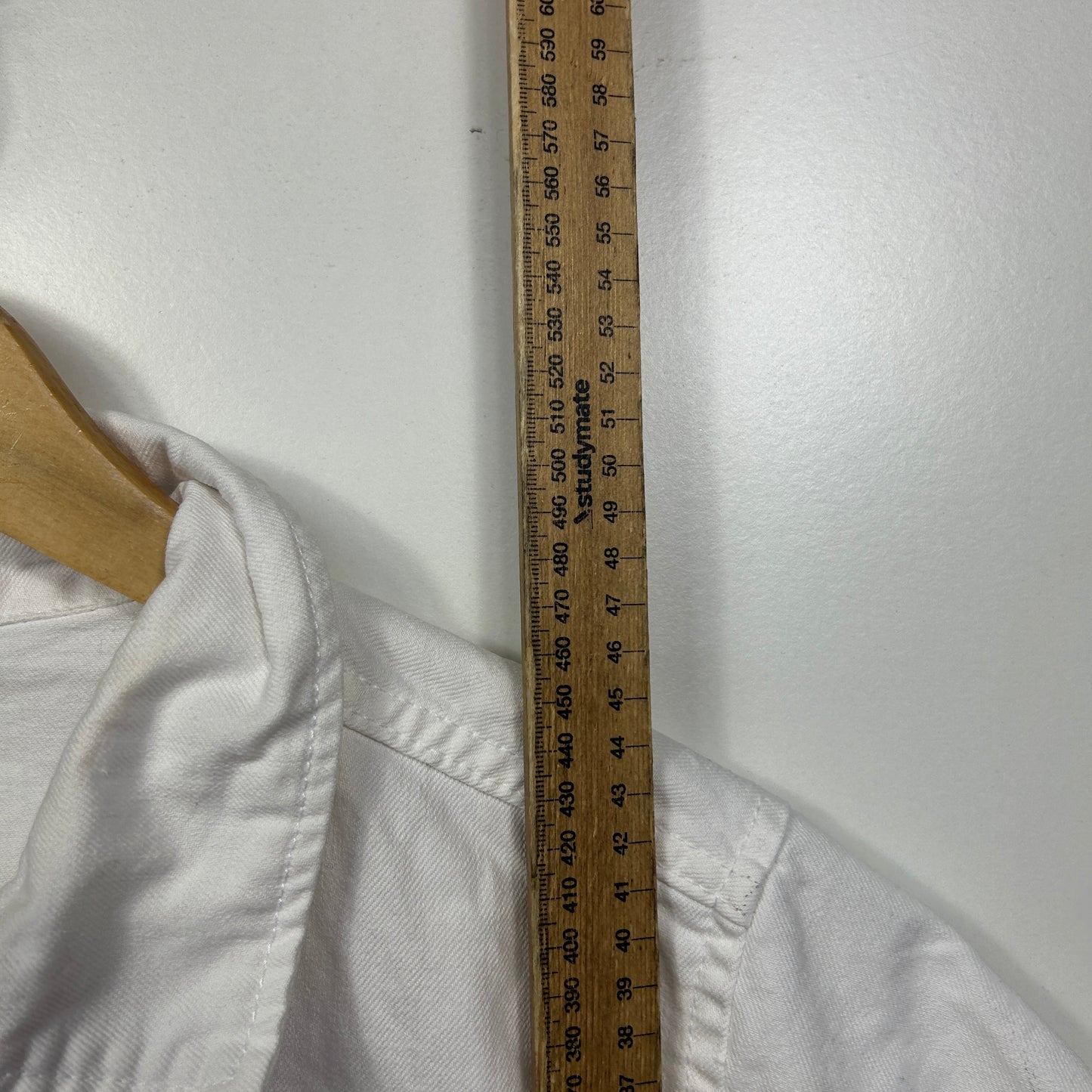 Anko Cropped White Denim Jacket - Size 16 (fault -mark)