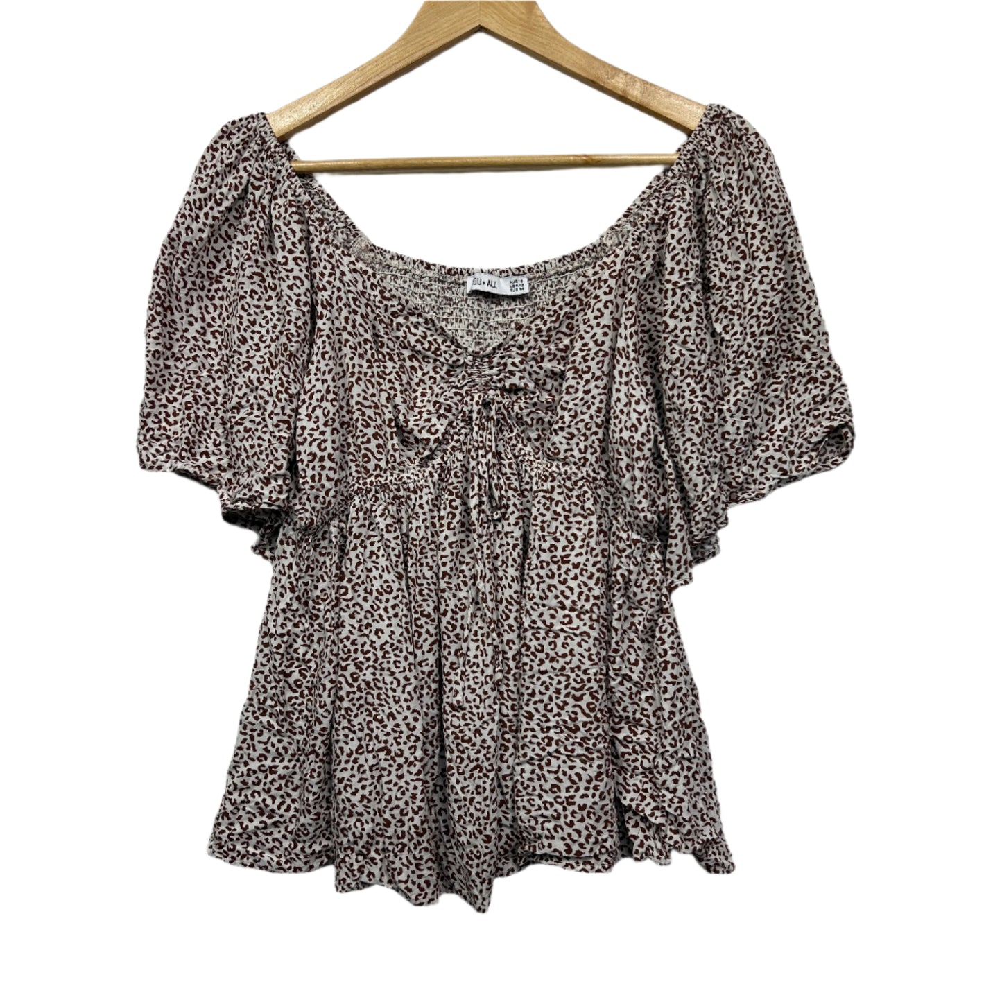 You and All Top Size 16 Animal Print Short Sleeve Rayon