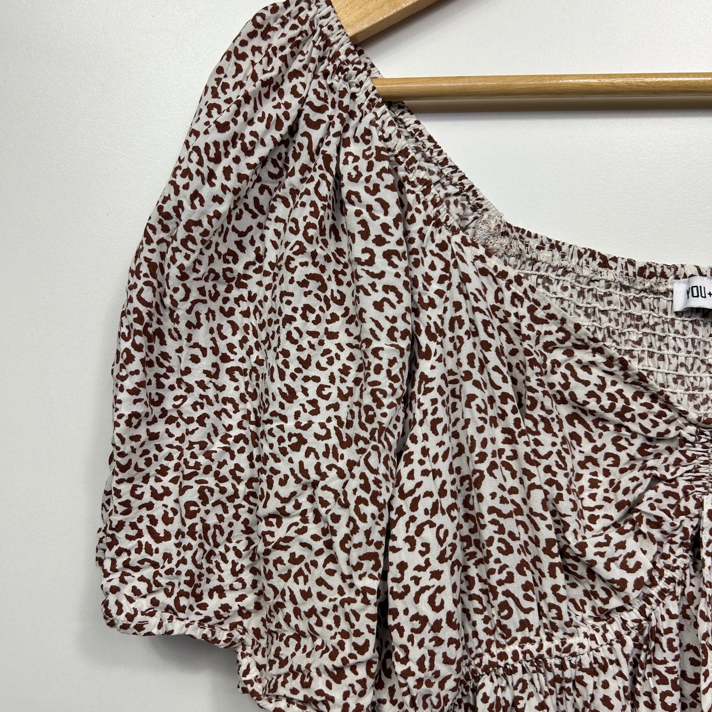You and All Top Size 16 Animal Print Short Sleeve Rayon