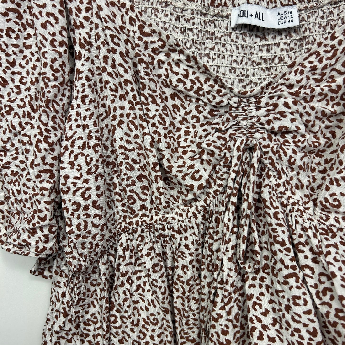 You and All Top Size 16 Animal Print Short Sleeve Rayon