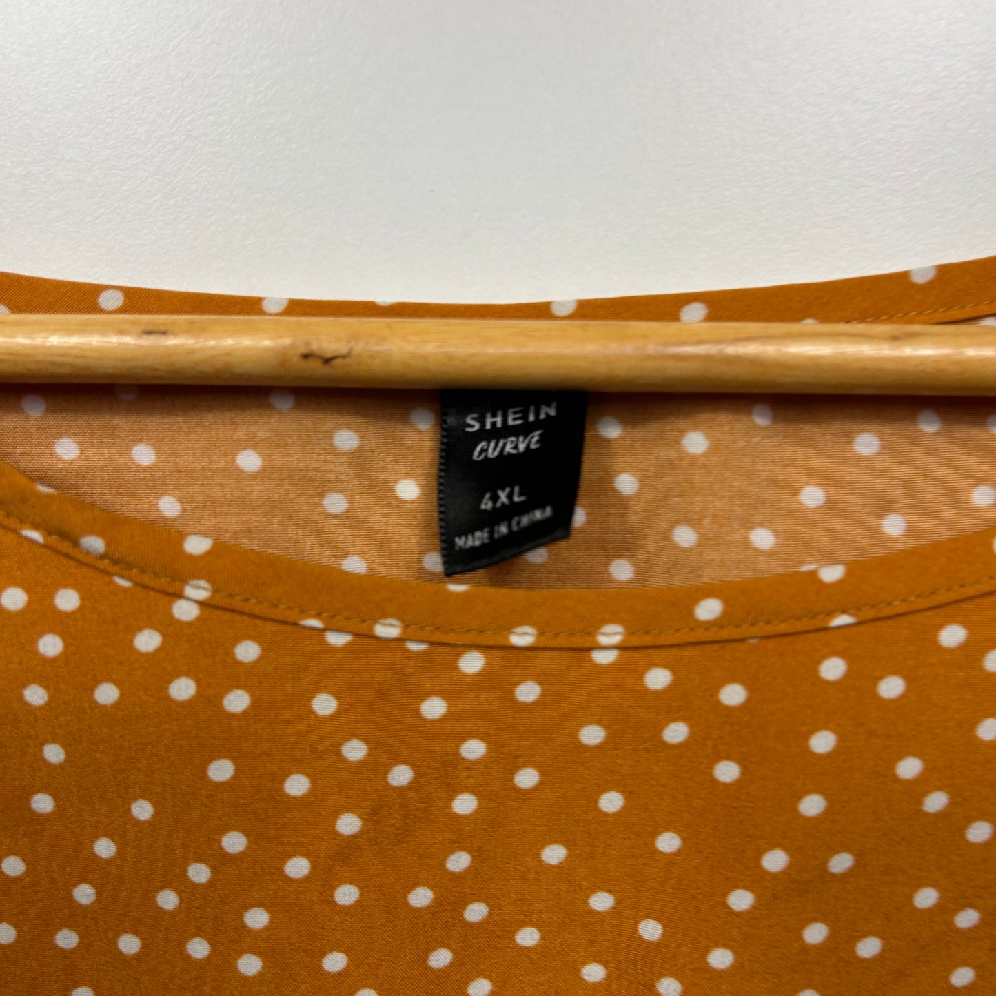 Shein Top Size 20 22 4XL Mustard Short Sleeve Ruffle Sleeve