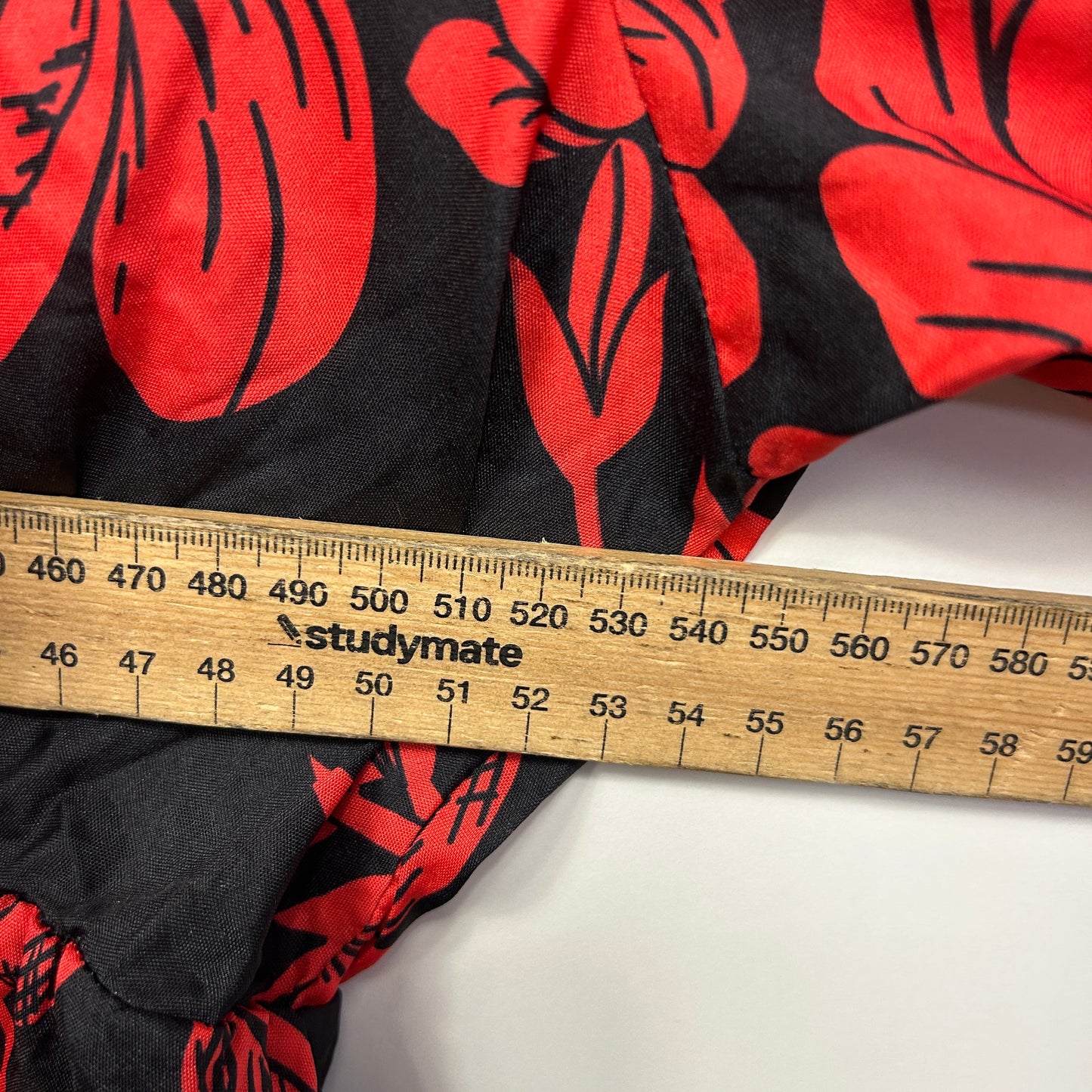 Shein Curve Top Size 18 20 Black Red Floral Asymmetric Hem Bell Sleeve
