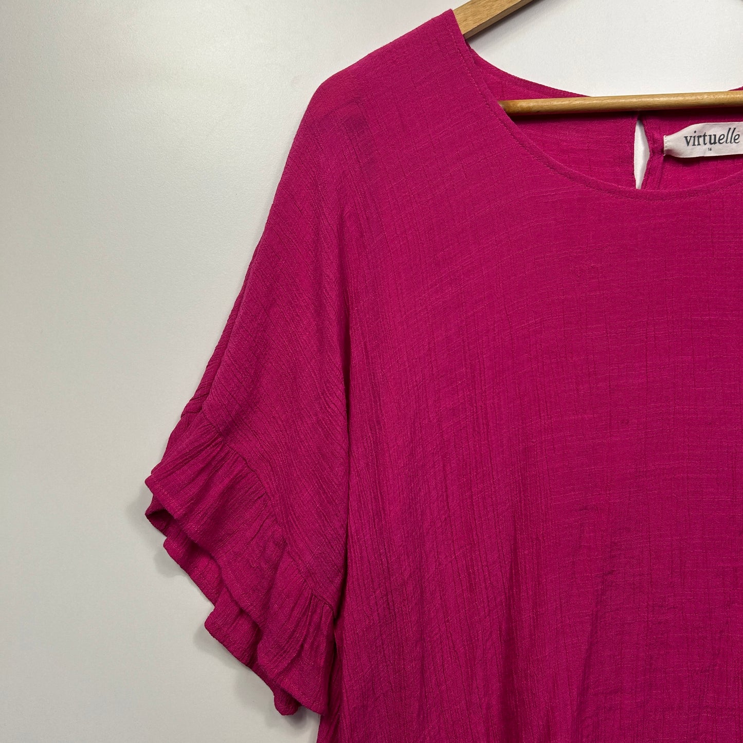 Virtuelle Top Size 16 Pink Short Sleeve Viscose Blend