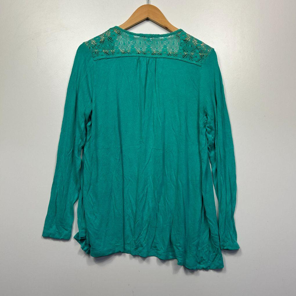Savannah Open Front Lace Trim Top - Size L