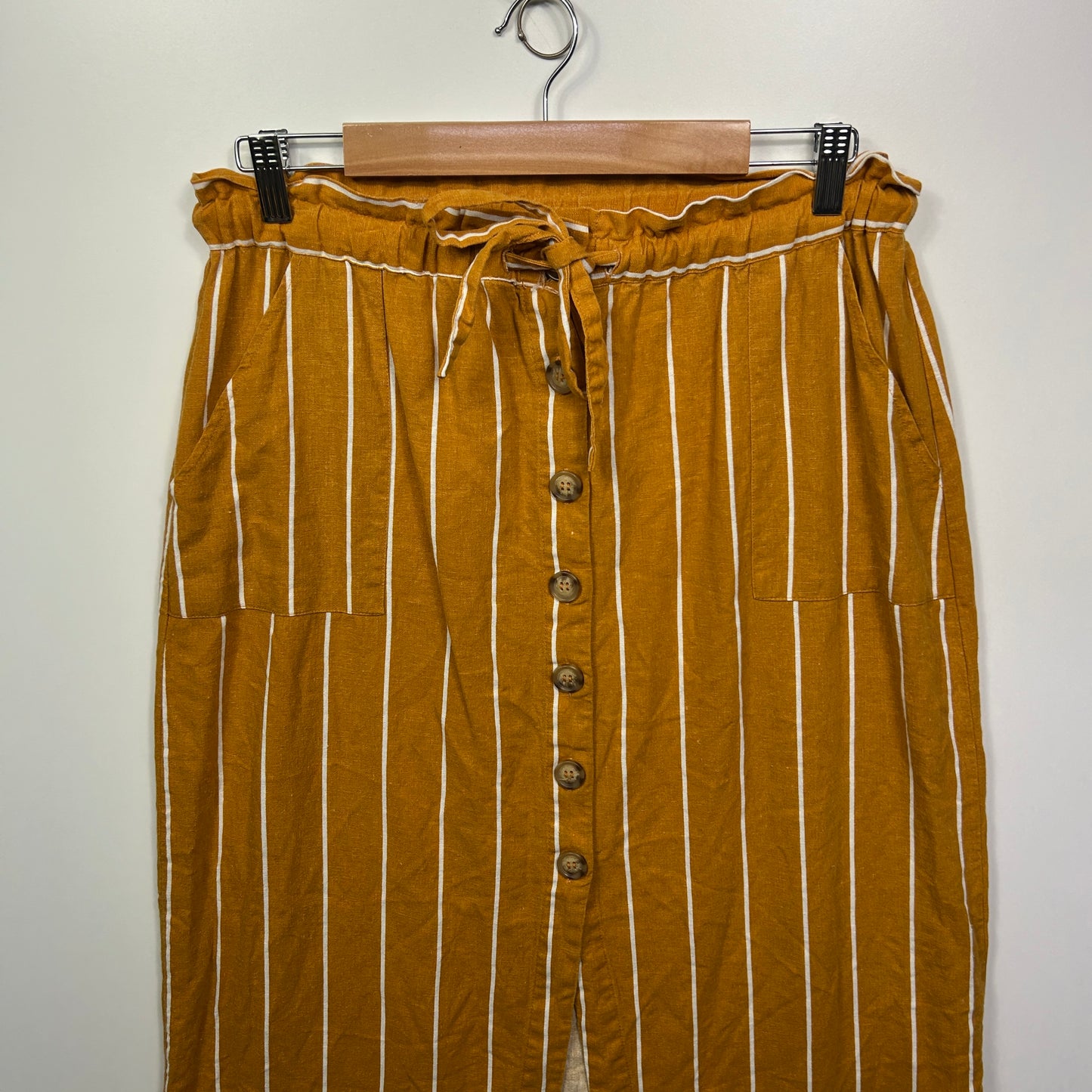 Cotton On Shirt Size Large Mustard Linen Blend? Midi Length