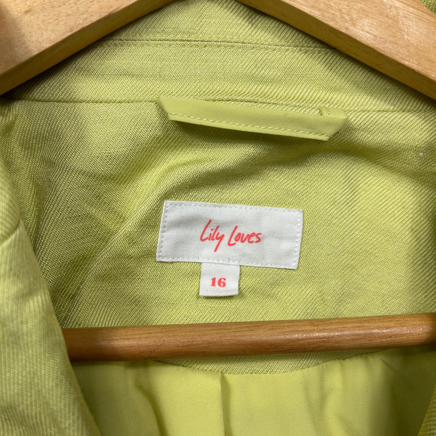 Lily Loves Jacket Blazer Size 16 Lime Green Long Sleeve Lyocell