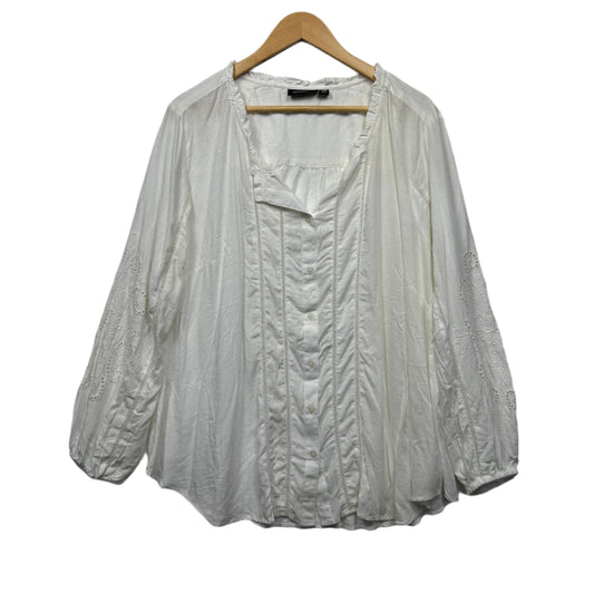 Autograph Top Size 18 White Long Sleeve Viscose