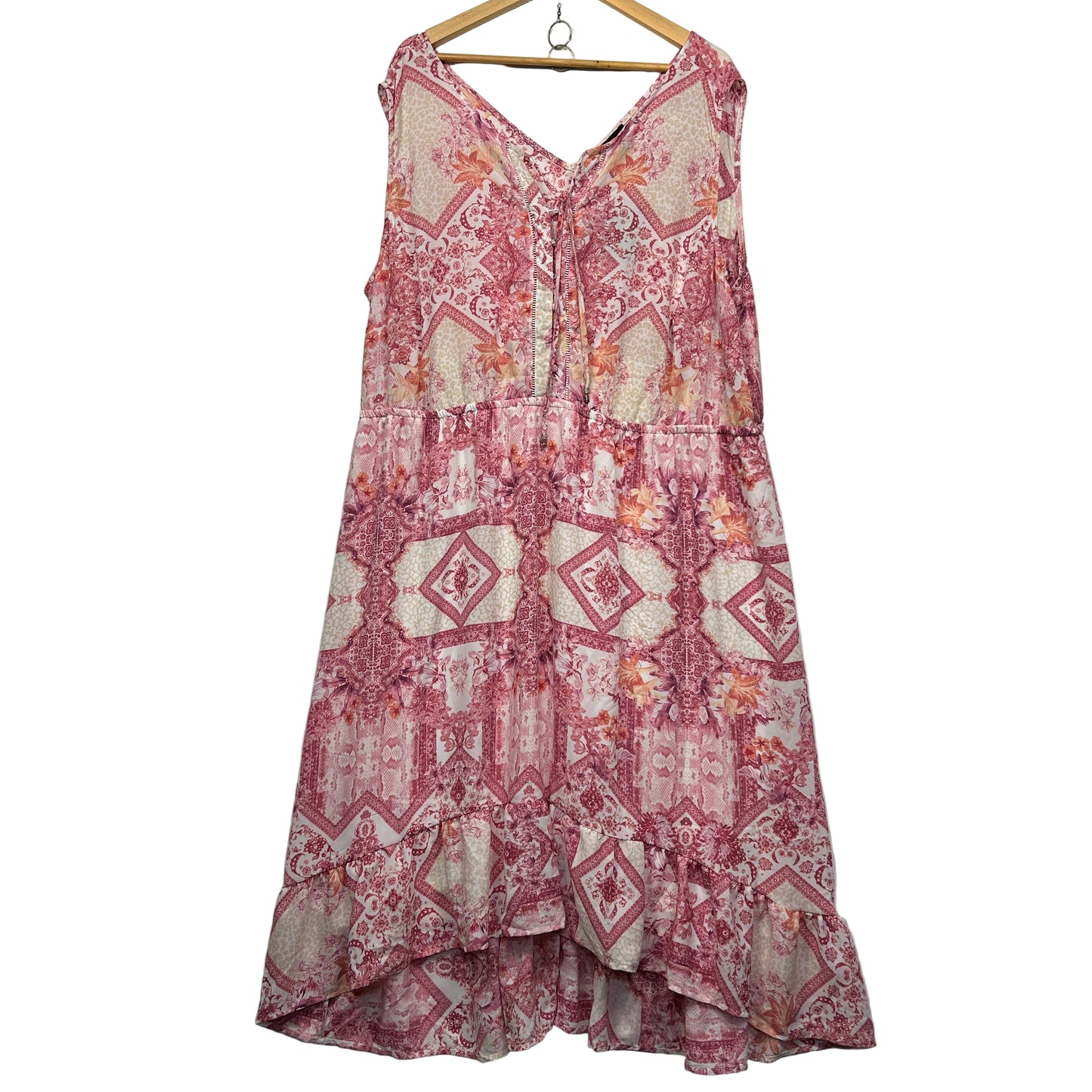 New Beme Pink Sleeveless Maxi Dress Size 26 Floral Midi Length