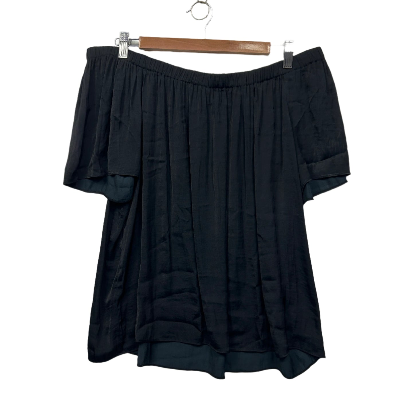 Forever New Top Size 16 Black Off the Shoulder Satin