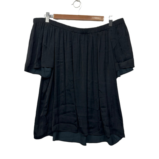 Forever New Top Size 16 Black Off the Shoulder Satin