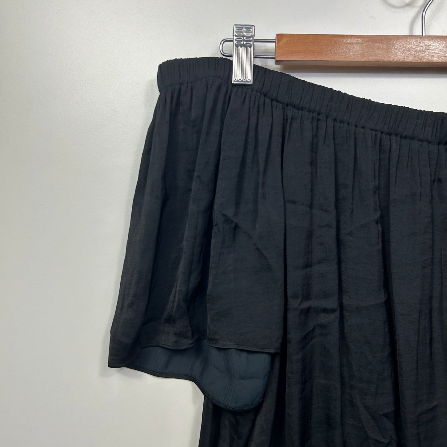 Forever New Top Size 16 Black Off the Shoulder Satin
