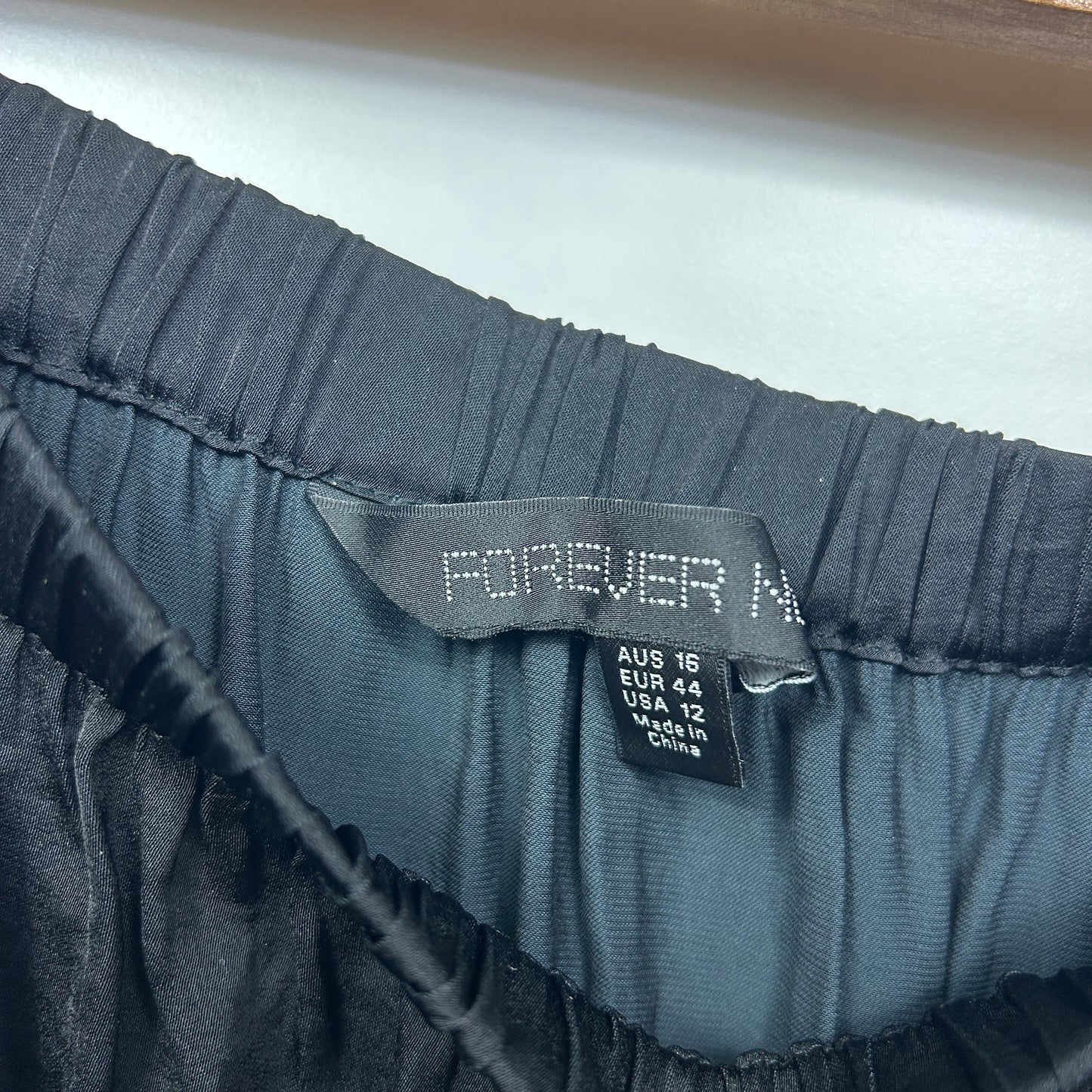Forever New Top Size 16 Black Off the Shoulder Satin