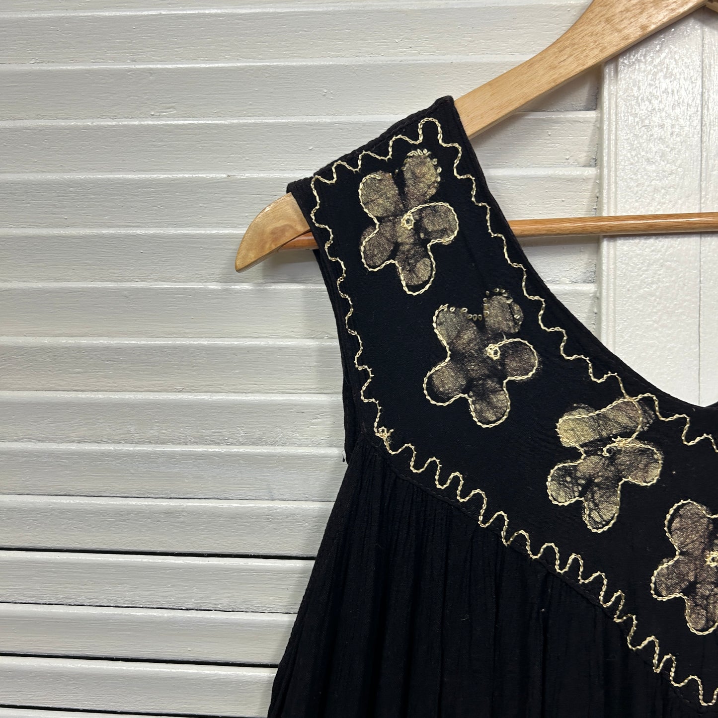 Hippie Boho Maxi Dress Size 14 16 XL Sleeveless Black Long Length Rayon