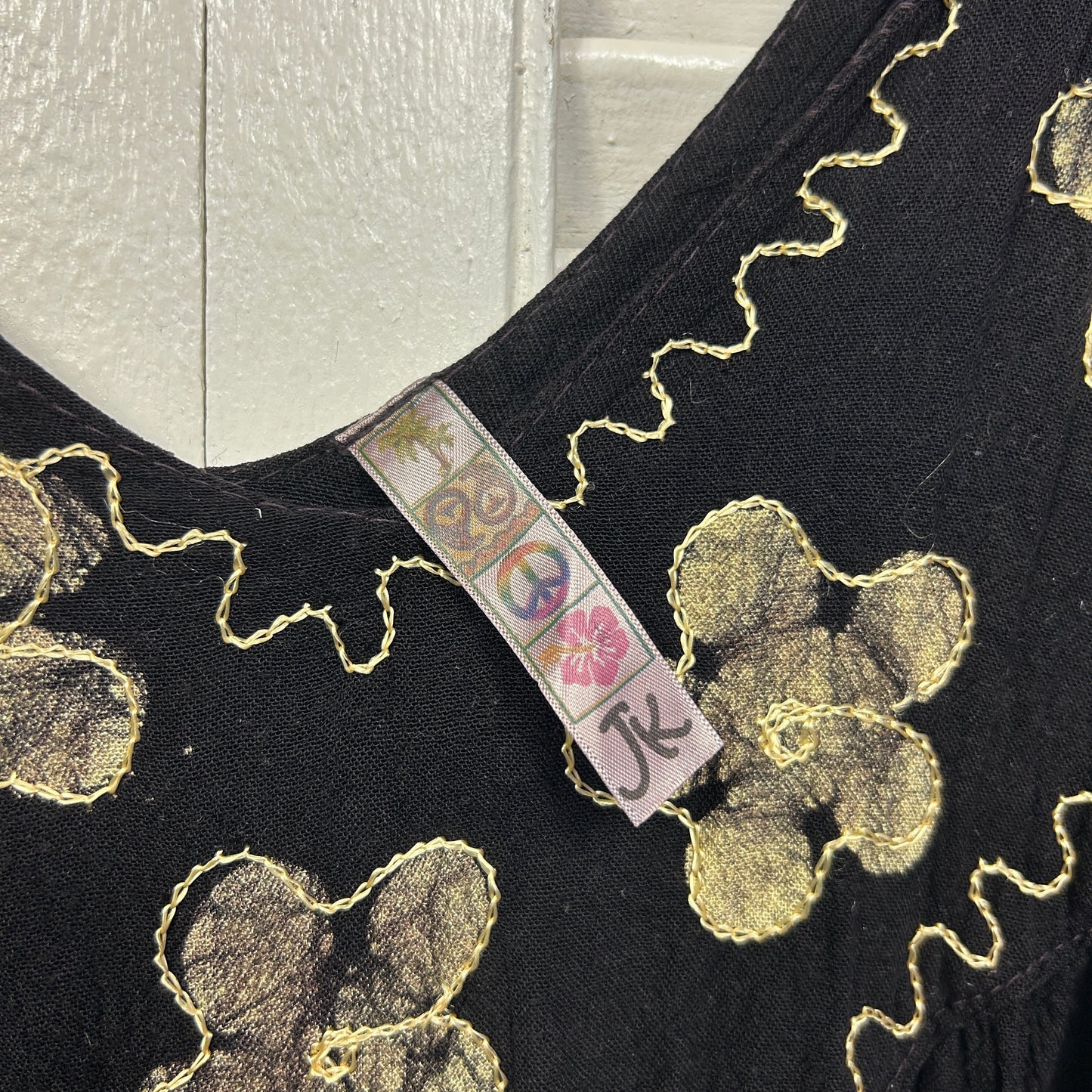 Hippie Boho Maxi Dress Size 14 16 XL Sleeveless Black Long Length Rayon