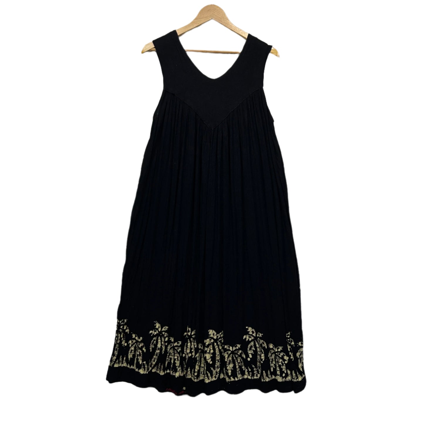 Hippie Boho Maxi Dress Size 14 16 XL Sleeveless Black Long Length Rayon