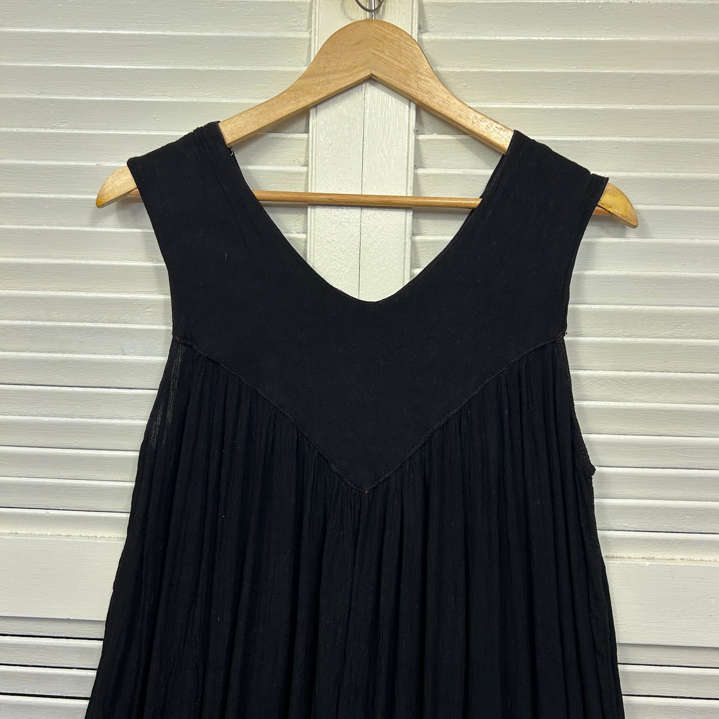 Hippie Boho Maxi Dress Size 14 16 XL Sleeveless Black Long Length Rayon