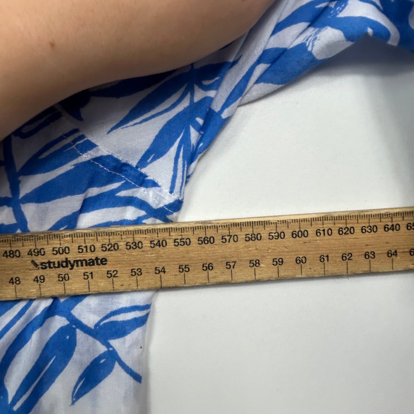 W.Lane Blue Palm Leaf Print Shirt - Size 18