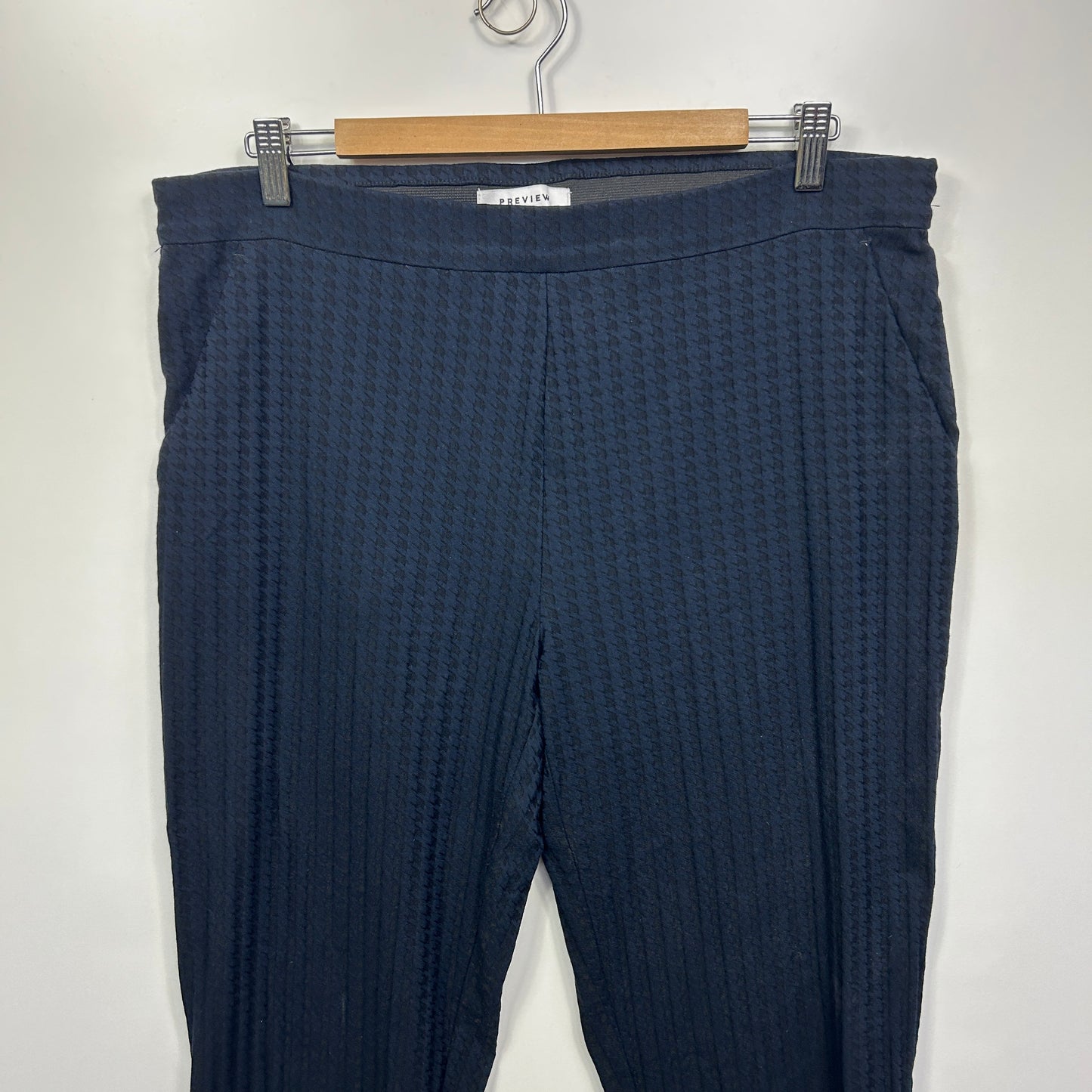 Preview Pants Size 16 Navy Black Houndstooth Check Pockets Pull On